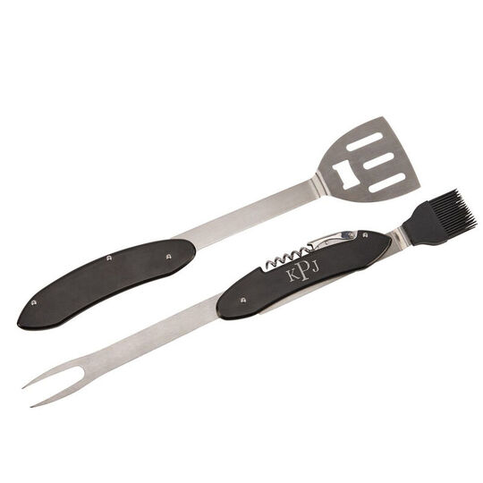Folding BBQ Tools with Black Handle
